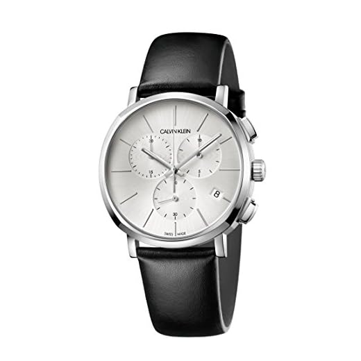 Calvin Klein Mäns kronograf kvarts klocka med läder armband K8Q371C6