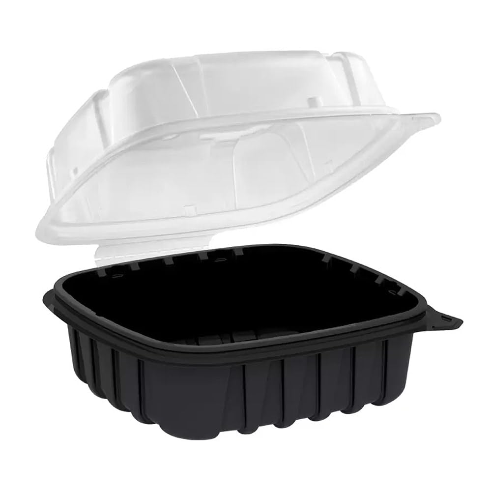 Anchor Packaging 4666611 Black 6 in Square Hinged Container - 420 / CS
