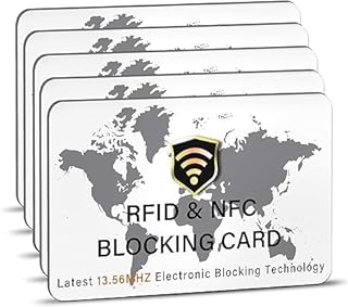 5 pack RFID Blocking Card NFC Contactless Debit/Credit Card ATM Passport Protector ideal for Men & women slim with World map design perfectly fit in wallet - black & white