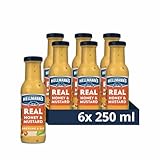 Hellmann's Real Honey & Mustard Salad Dressing & Dip vegetarian condiment free from artificial colours and flavours for salads, dips and drizzling over vegetables or meat 6x 250 ml