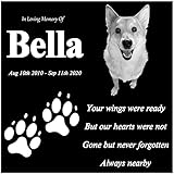 ODB 6x6 inches & 12x12 inches Personalized Pet Memorial Stones, Black Granite Memorial Garden Stone Engraved with Photo, Gifts for Someone Who Lost a Loved One, or Pet, Dog, Cat (Style 3)