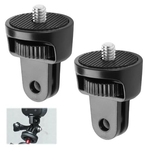 Adaptador de trípode con rotación de 360°, 2 unidades, soporte de cámara de aluminio de 1/4 pulgadas, ajuste de 360°, accesorio compatible con GoPro, adaptador de rosca para trípode giratorio para
