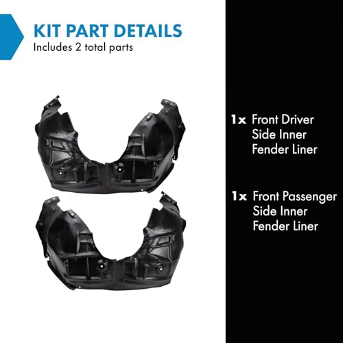 Image of TRQ Front Driver and Passenger Side Inner Fender Liner Set Compatible with 2016-2019 Chevrolet Cruze
