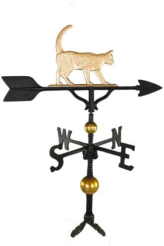 Montague Metal Products 32-Inch Deluxe Weathervane with Gold Cat Ornament