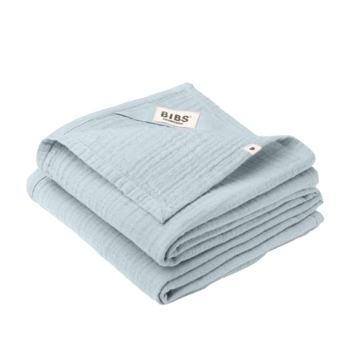 Image of Bibs Cuddle Cloth | 2-Pack of 100% Organic Cloths | Perfect Nursing & Changing Mat Cover | Soft & Absorbent | Made in Denmark | Measures 27" x 27" (Baby Blue)
