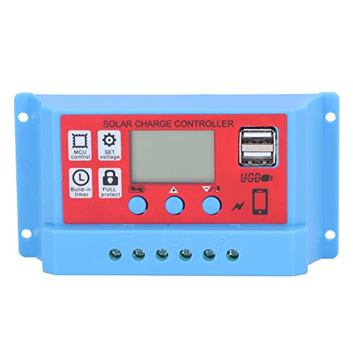 Solarladeregler, Solarladeregler 12V 24V 3-Stufen-PWM-Photovoltaik-Laderegler mit LCD, Laderegler für Erneuerbare Energien (30A)