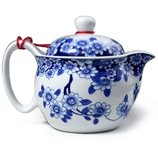Yxhupot Théière 350 m en porcelaine bleue en acier inoxydable avec infuseur à thé