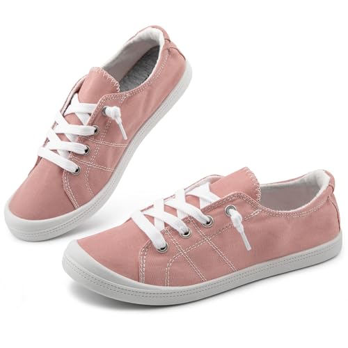 Image of Womens Slip On Shoes, Canvas Low Top Sneakers, Casual Classic Flat Shoes | Comfort Fashion Sneaker with Non Slip Rubber Outsole, Lightweight Tennis Shoes for Walking, Shopping, Picnic, Travel