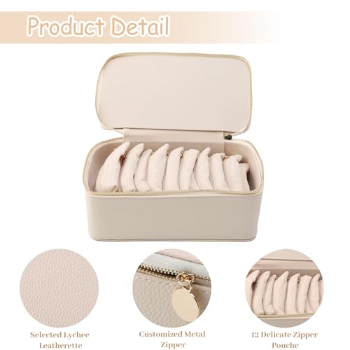 Petyoung PU Leather Travel Jewelry Case with 12 Velvet Jewelry Bag — view 3
