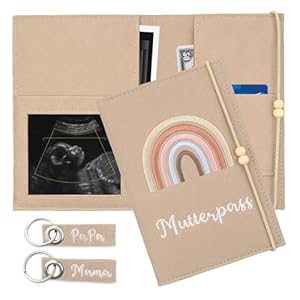 1pcs Impfpass Hülle aus Filz, Handgefertigte Mutterpasshülle, Schutzhülle für Impfausweis, Mutter Kind Pass mit Fächern für Ultraschallbild, Handmade (Khaki)