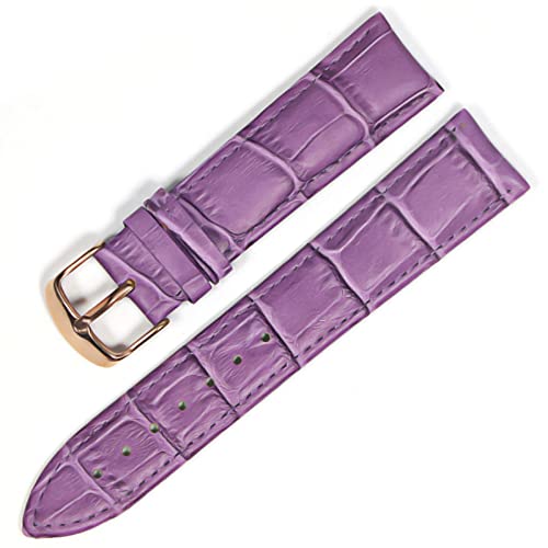 YMYGCC Correa Reloj Banda de Reloj Correas de Cuero Genuino Relojes 12 mm 18 mm 20 mm 22mm de Reloj Accesorios 711 (Band Color : Purple Rose Gold, Band Width : 20mm) Cover
