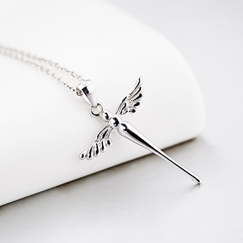 Ladytree 925 Sterling Silver Cross With Angel Wing Charm Pendant Rolo Chain Necklace, 18" #TOP2