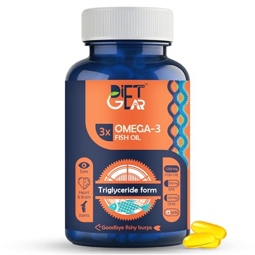 Image of 3X Triple Strength Omega 3 Fish Oil Capsules 1250 mg omega 3, 550 mg EPA and 350 mg DHA - Re-Esterified Triglyceride Form for Optimal Absorption, No Fishy Burps - 60 Capsules