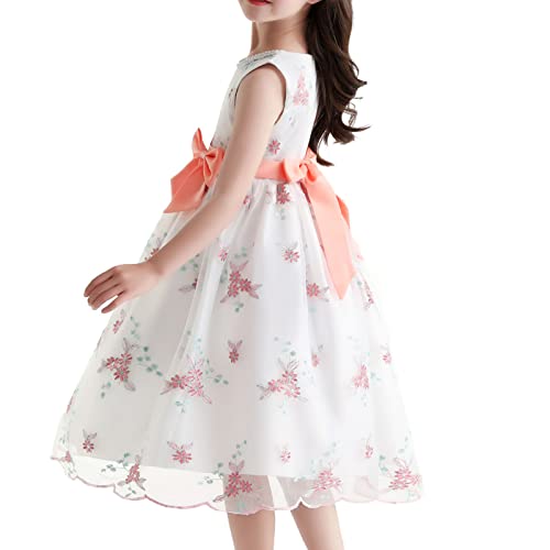Little Girls Embroidered Floral Tutu Dress Mesh Bowknot Princess Dress Pageant Wedding Bridesmaid Causal Playwear Dress4