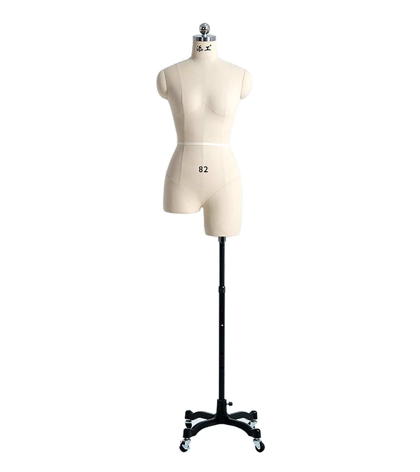 JLXJ Female Sewing Mannequin Torso Stand with Pinnable Wheel, Foam Half Body Dress Form Tailor Manikin, Adjustable Height, Womens Plus Size (Size : Medium)