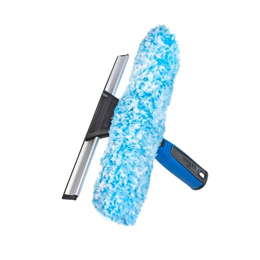 Unger Professional Connect and Clean 2-in-1 Squeegee and Scrubber, 10” Window Cleaning Tool, Commercial and Residential Use, Washer Cleaner Supplies to Remove Excess Water and Dry