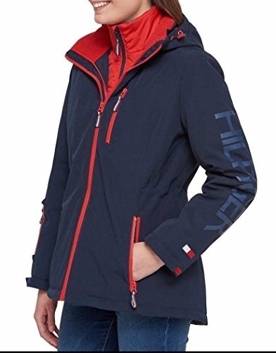 Tommy Hilfiger 3-In-1 Systems Jacket For Women (Navy/Fire, Small)
