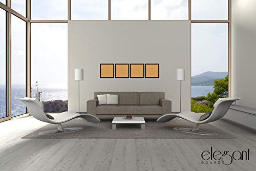 Elegant Boards 4 Pack Cork Bulletin Board 12"X 12" Square Wall Tiles, Modern Black Framed Boards For Home And Office (Hardware And Template Included) #TOP2