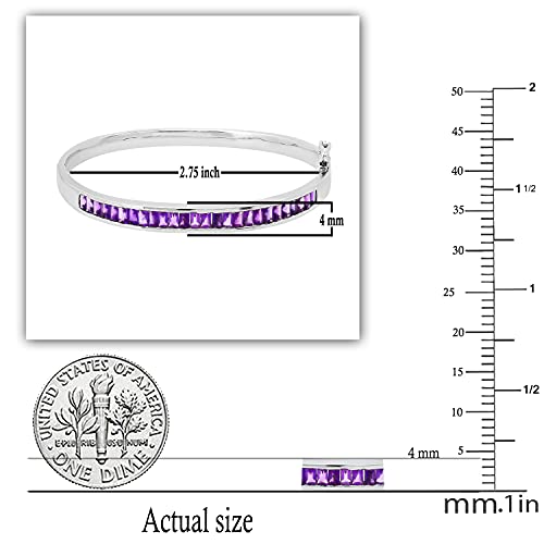 Dazzlingrock Collection Princess Amethyst Ladies Charm Slim Bangle Bracelet | 925 Sterling Silver #TOP1