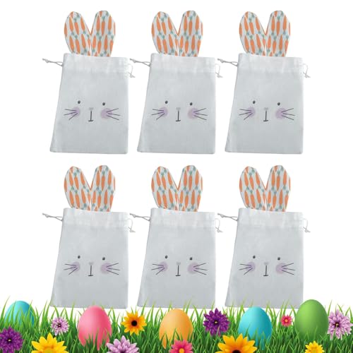 Bolsas de regalo de Pascua hechas de arpillera con lazo para bombones y juguetes