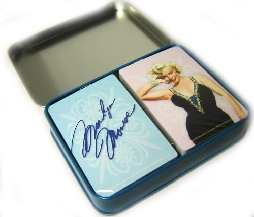Lyon-Vandor Marilyn Monroe Playing Cards in Tin Pink & Blue Close Up