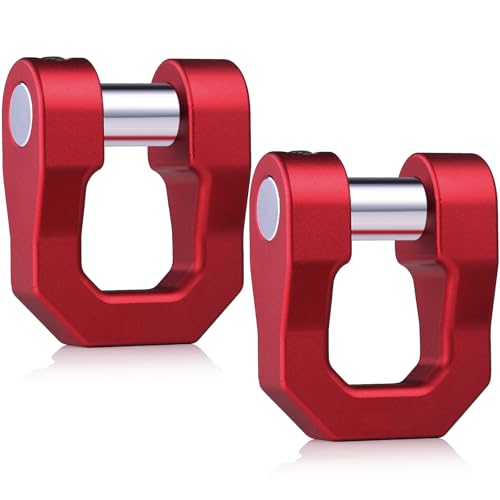 3/4" D Ring Shackle, 70000 Lbs Break Strength, Clevis Shackle with 7/8" Pin, Rustproof, for Tow Off Road Vehicle Recovery, Red, 2 Pack