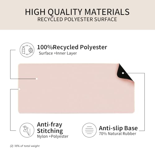 Bloss Non-Slip Large Desk Mat for Keyboard and Mouse, Beige #TOP13