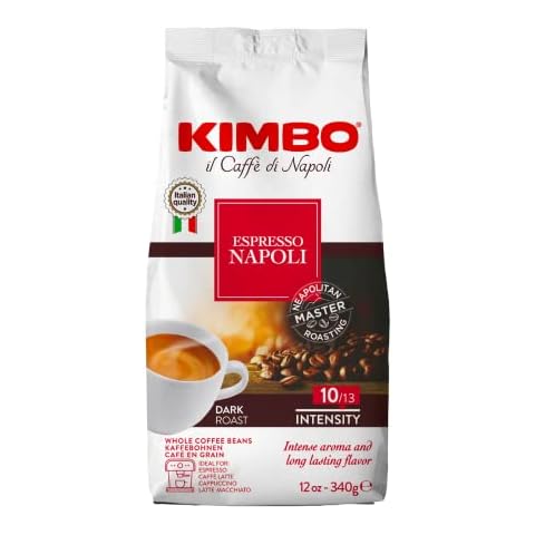 Kimbo Espresso Napoli Whole Beans 12 Oz Bag - Blended and Roasted in Italy - Medium to Dark Roast with Pleasant Floral Flavors Cover