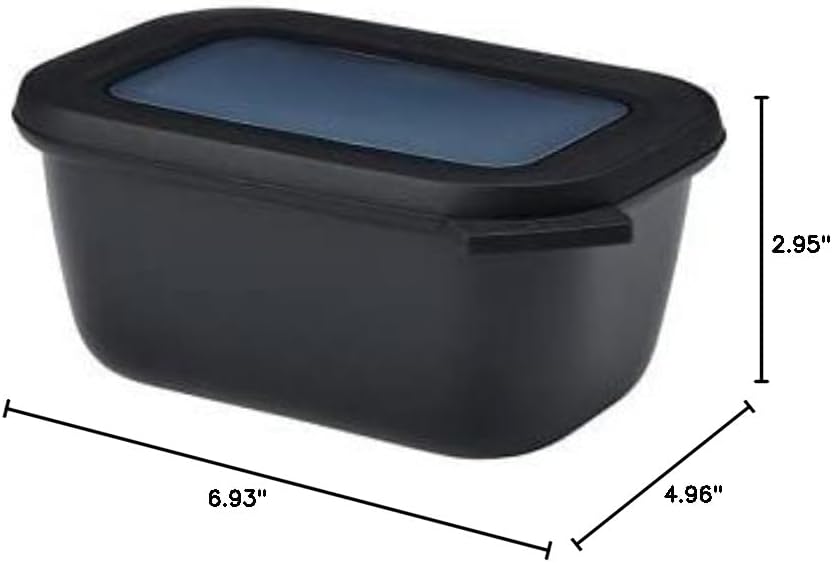 Mepal Cirqula Multi Bowl Rectangular 750 ml Nordic Black-Food Storage Box-Stackable-Dishwasher Safe, Polypropylene