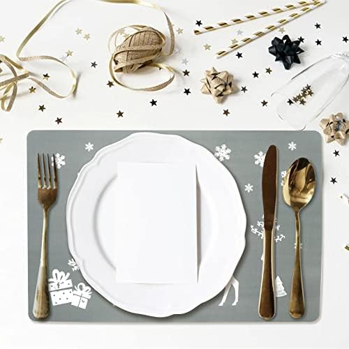 Christmas Table Mat Sets, 6PCS Christmas Placemats Dining Table Mats and 6PCS Christmas Coasters Non-slip Washable Placemats for Christmas Holiday Dining Table Decoration