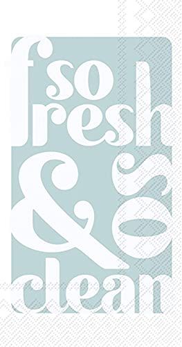Boston International IHR 3-Ply Paper Napkins, 16-Count Guest Size, So Fresh So Clean Teal