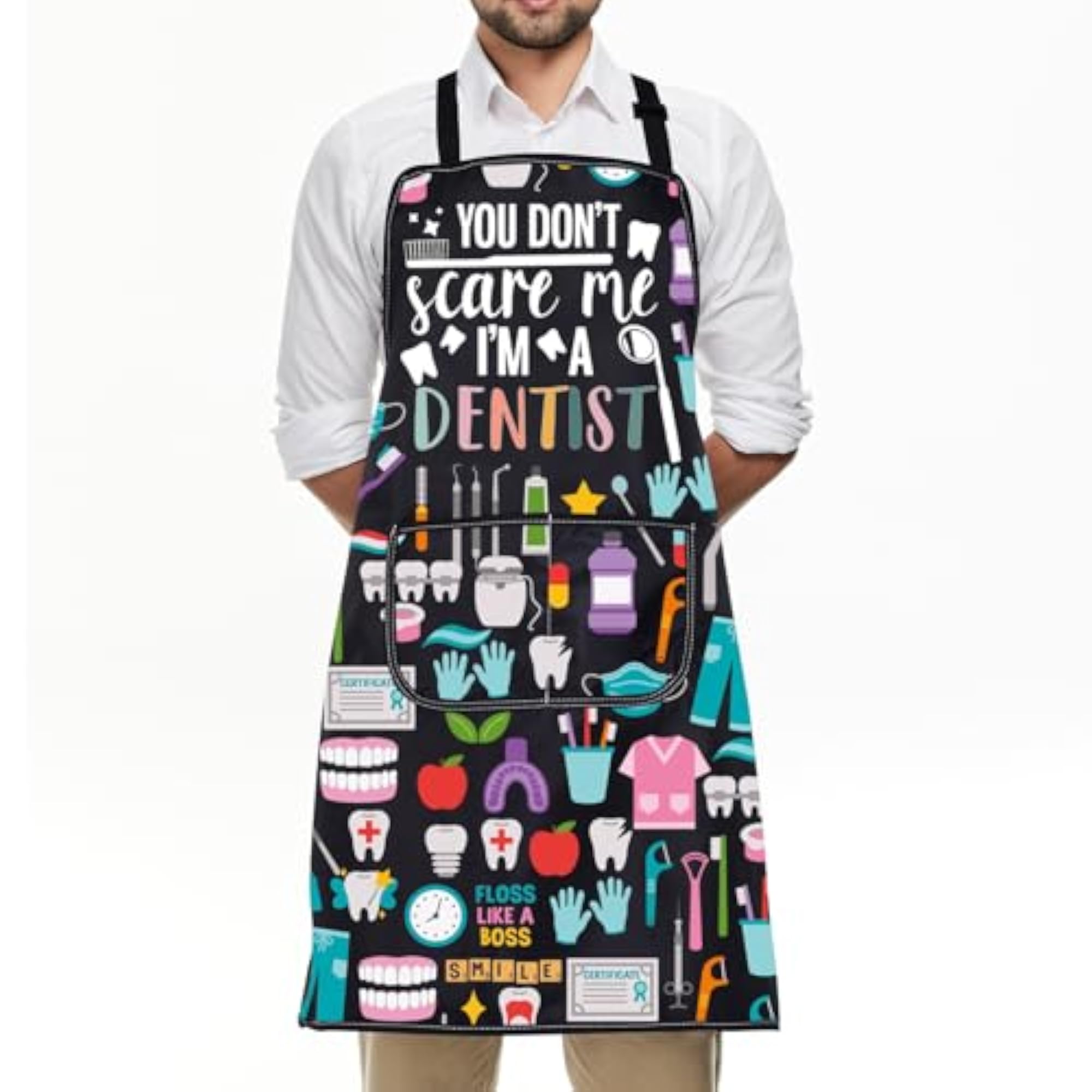 Dentist Apron with Pockets, Funny Dental Gifts
