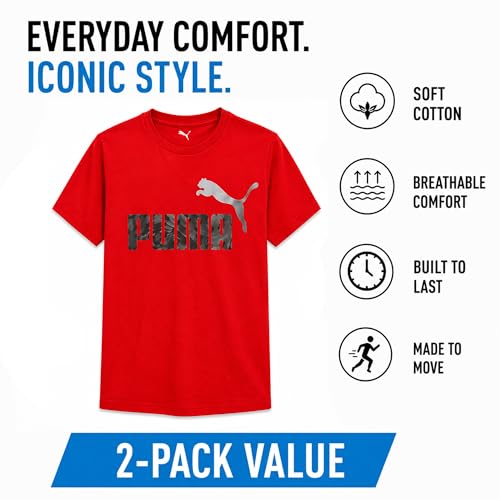 Image of PUMA Boys T-Shirts Athletic Crewneck Short Sleeve Tees (Sizes S-XL)