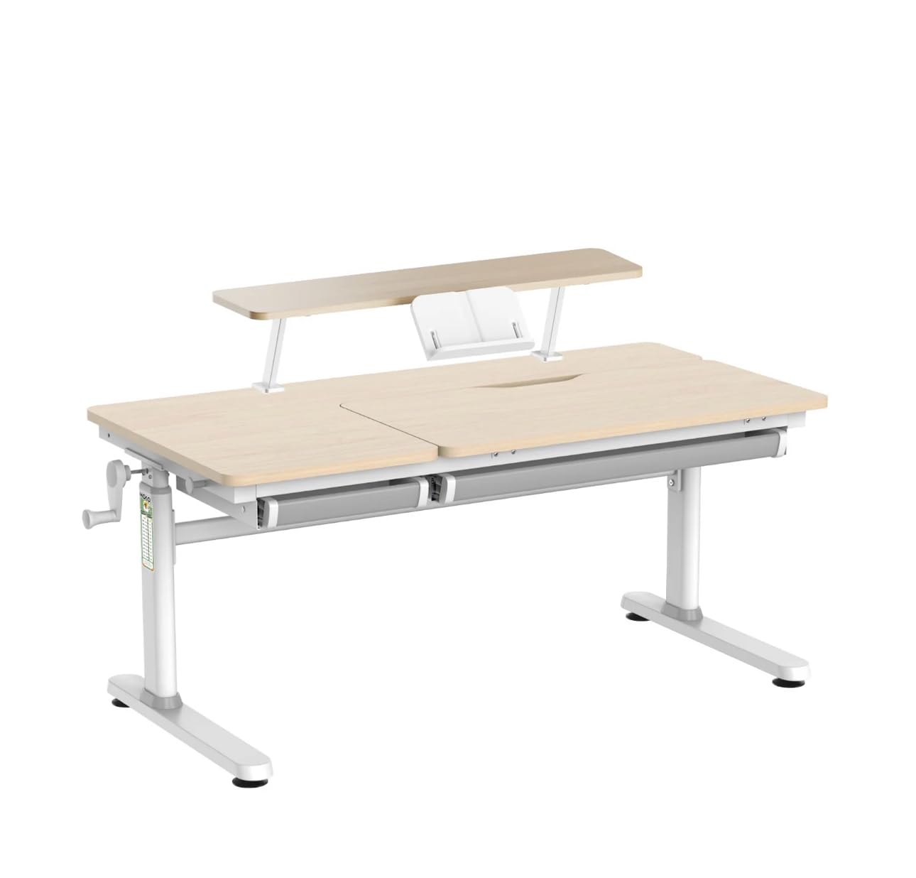 HOKO Ergo-Study-Table COMPAKT Plus, Manuell höhenverstellbar Kinderschreibtisch mit Schreibtischaufsatz mit Neigung Einstellbarer Tischplatte und Butler mit Buch-Halterung (CELIN und ALVO)