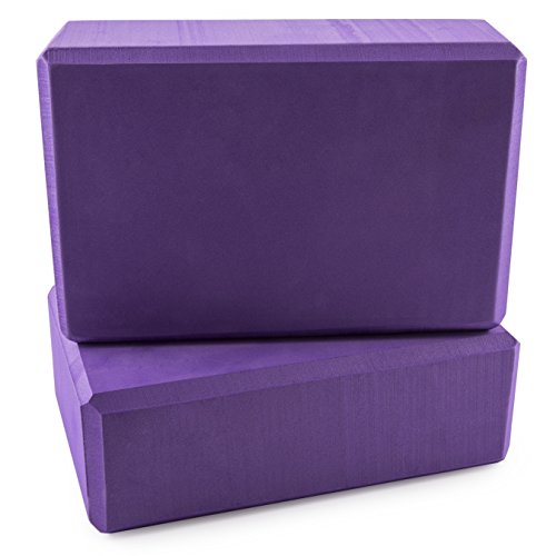 Peace Yoga Foam Exercise Blocks Purple [9” x 6” x 3”] (2 pack)