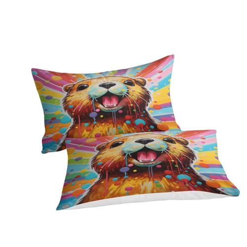 Funda nórdica de microfibra HOUKIG King con estampado 3D de gopher y 2 fundas de almohada 3
