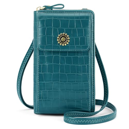 RONSIN Small Crossbody Wallet Purses for Women RFID Blocking Cell Phone Purse Vegan Leather Phone Bag Travel Handbag Green