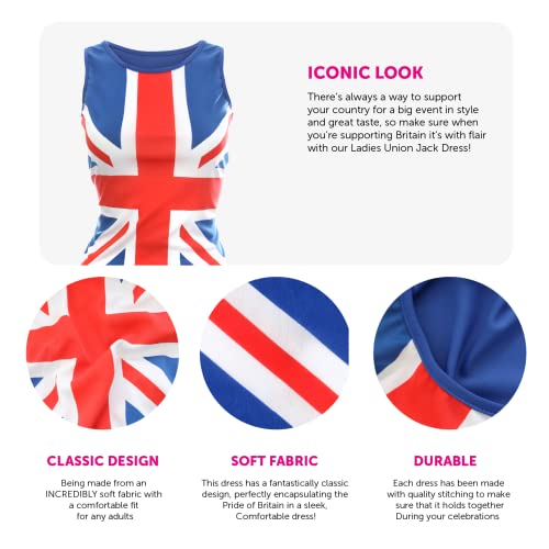 Dames Unie Jack Jurk - Rood, Wit en Blauw Union Jack Flag Klassieke Jurk - 90s Muziek Pictogrammen, Brit Pop, VE Day, Jubilee Fancy Dress - Image 3