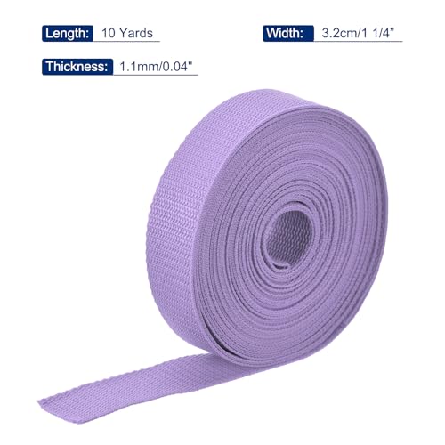 Image of MECCANIXITY Lightweight Polypropylene Webbing Strap 1 1 /4 inch 10 Yard Backpack Strapping Band Lavender Purple for Outdoor Luggage Cargo Straps