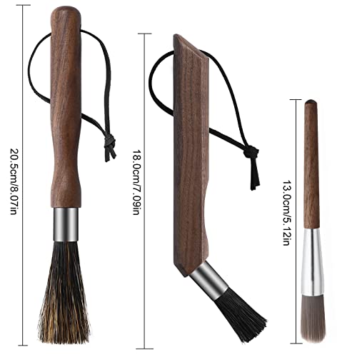 3pcs Coffee Grinder Cleaning Brush Espresso Machine Cleaning Tool Walnut Wood Handle Natural Bristles Coffee Machine Clean Tool