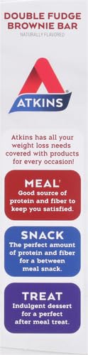Atkins 405903 Double Fudge Brownie Protein Meal Bar, High Fiber, 15G Protein, 1G Sugar, 4G Net Carb, Meal Replacement, Keto Friendly thumb #8