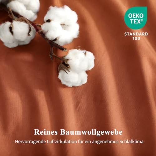 Aisbo Kissenbezug 40 x 80 Baumwolle 2er Set Orange Gebrannt - weiche Kopfkissenbezug 40x80 mit Reißverschluss… – Ansicht 3