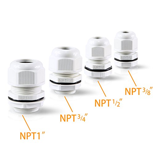 Image of XHF 2 Pcs 3 /4 inch IP68 Strain Relief Nylon Cord Grip Waterproof NPT Cable Glands Adjustable UL Listed and RoHS Compliant (Grey)