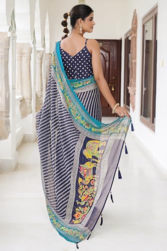 Image of MIRCHI FASHION Saree for Woman | Chiffon Floral Printed Breathable Occasional Sari with Blouse