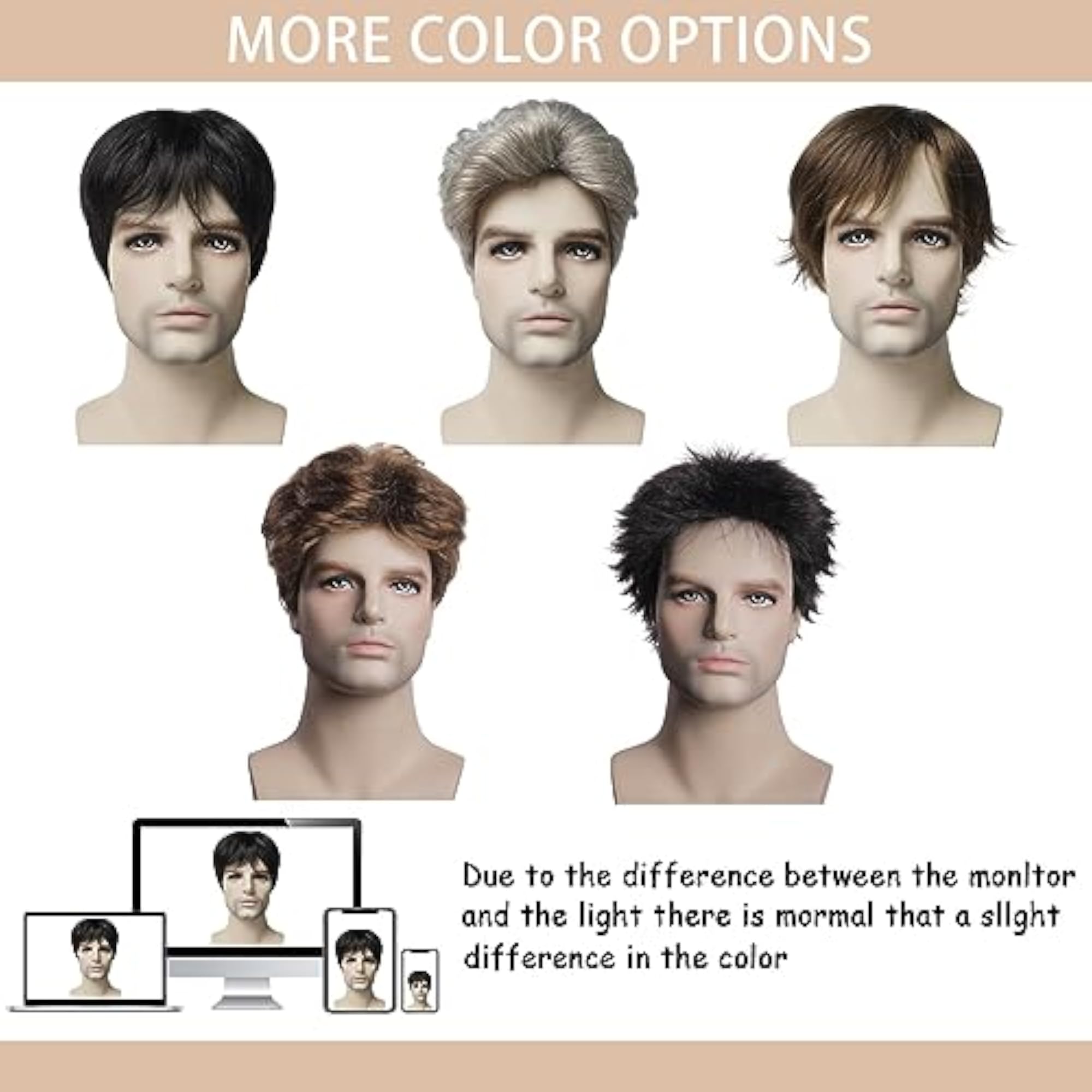 Men's Short Straight Black Wig, Layered Style