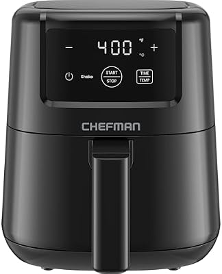 CHEFMAN 2 Qt Mini Air Fryer – Digital Space-Saving Compact Air Fryer with Nonstick and Dishwasher Safe Basket, Quick & Easy Meals in Minutes, Features Digital Timer and Shake Reminder – Black