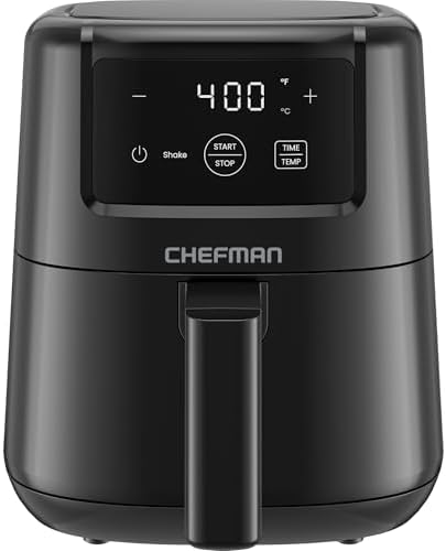 CHEFMAN 2 Qt Mini Air Fryer – Digital Space-Saving Compact Air Fryer with Nonstick and Dishwasher Safe Basket, Quick & Easy Meals in Minutes, Features Digital Timer and Shake Reminder – Black 1