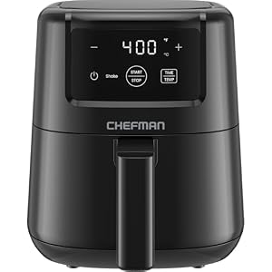 CHEFMAN 2 Qt Mini Air Fryer – Digital Space-Saving Compact Air Fryer with Nonstick and Dishwasher Safe Basket, Quick & Easy Meals in Minutes, Features Digital Timer and Shake Reminder – Black