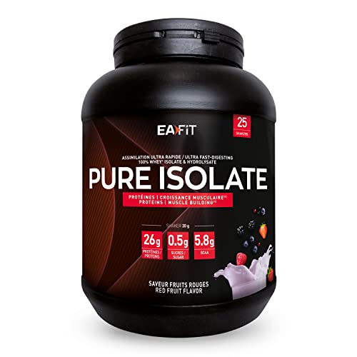EAFIT | Pure Isolate | Whey Protein Isolate | Whey pour Prise de Masse et Musculation | 26g de Proteine, 5,8g de BCAA | Faible en sucres et matières grasses | 750 g -...