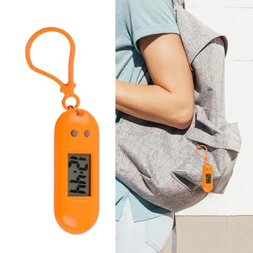 Uqezagpa Sportliche LED- Digital- Schlüsselanhänger- Taschenuhr Miniaturuhr für Schüler und Kinder, praktisches Reiserucksack- Zubehör, Kinder- Schlüsselanhänger- Uhr, weiß, M-2